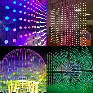 Outdoor Waterproof Decorative Light String RGBW Dynamic 3D LED Spherical Pixel Lights